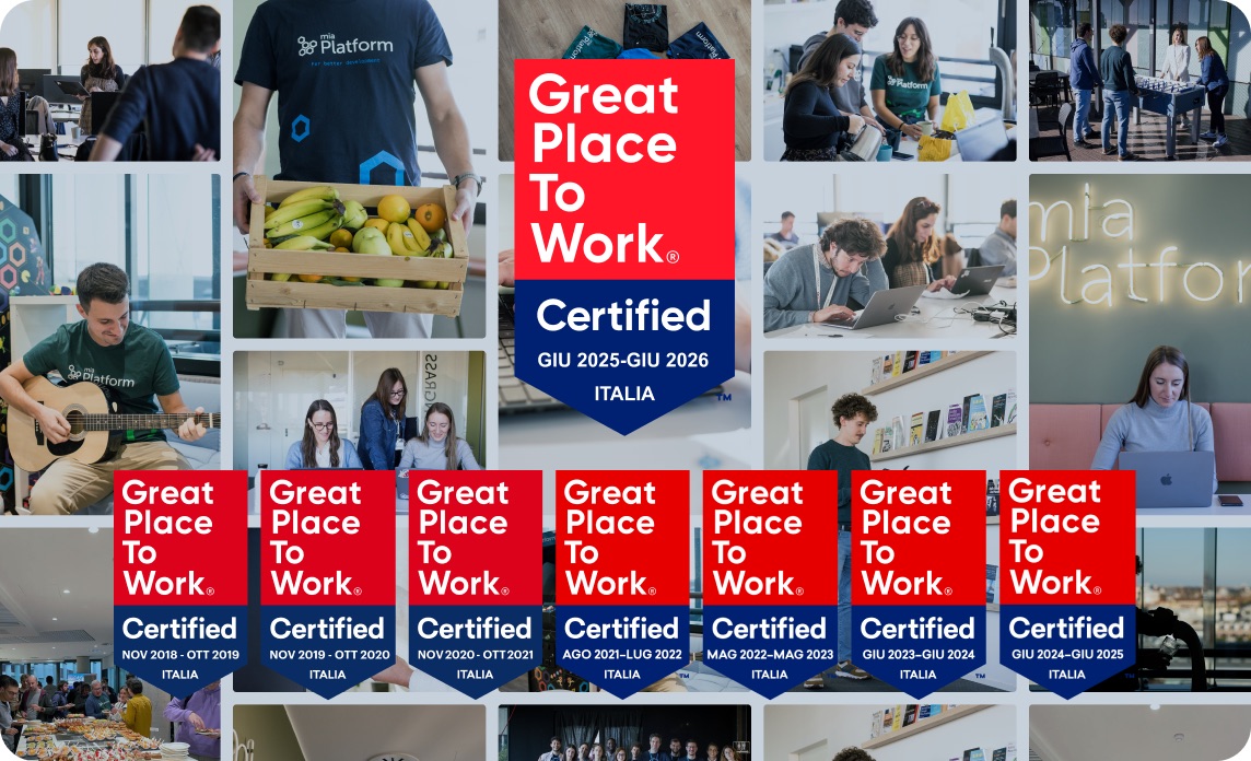 Il team Mia‑Platform festeggia la certificazione Great Place to Work